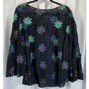EsY Studio EY blouse Size XL Vintage Lined Bohemian folk inspired cape sleeve